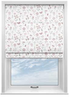 Floral Whimsy, Blush - Motorised Roman Blind